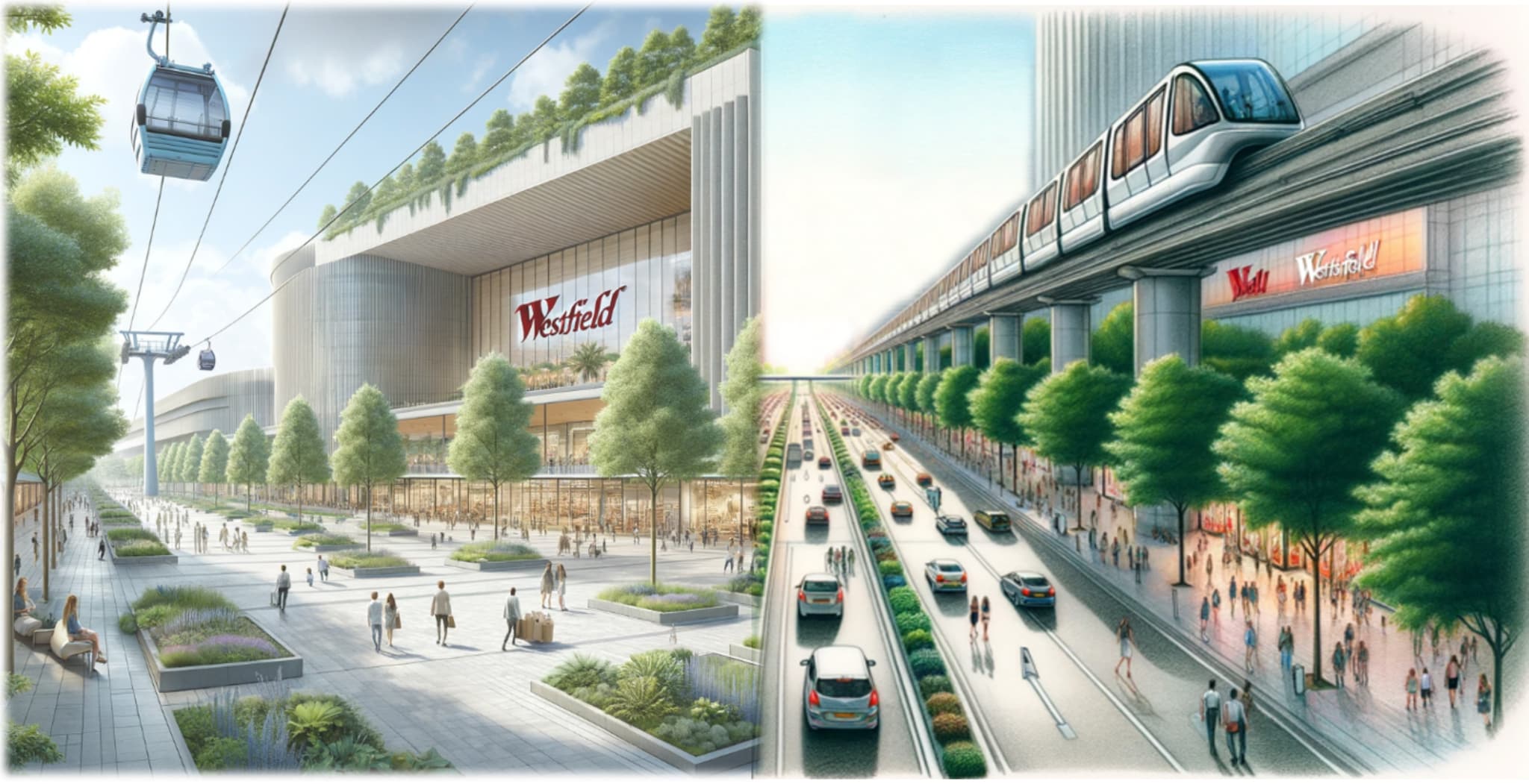 Een kabelbaan of monorail moet bijdragen aan de beleving van de Mall of The Netherlands Een kabelbaan of monorail bij de Mall of The Netherlands? Afbeelding: AD/GBLV.