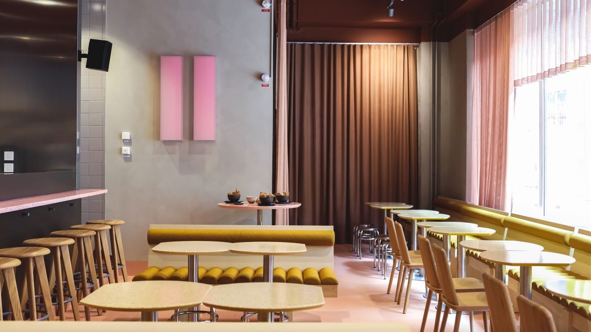 Het interieur van Pom Friterie. Het interieur van Pom Friterie.