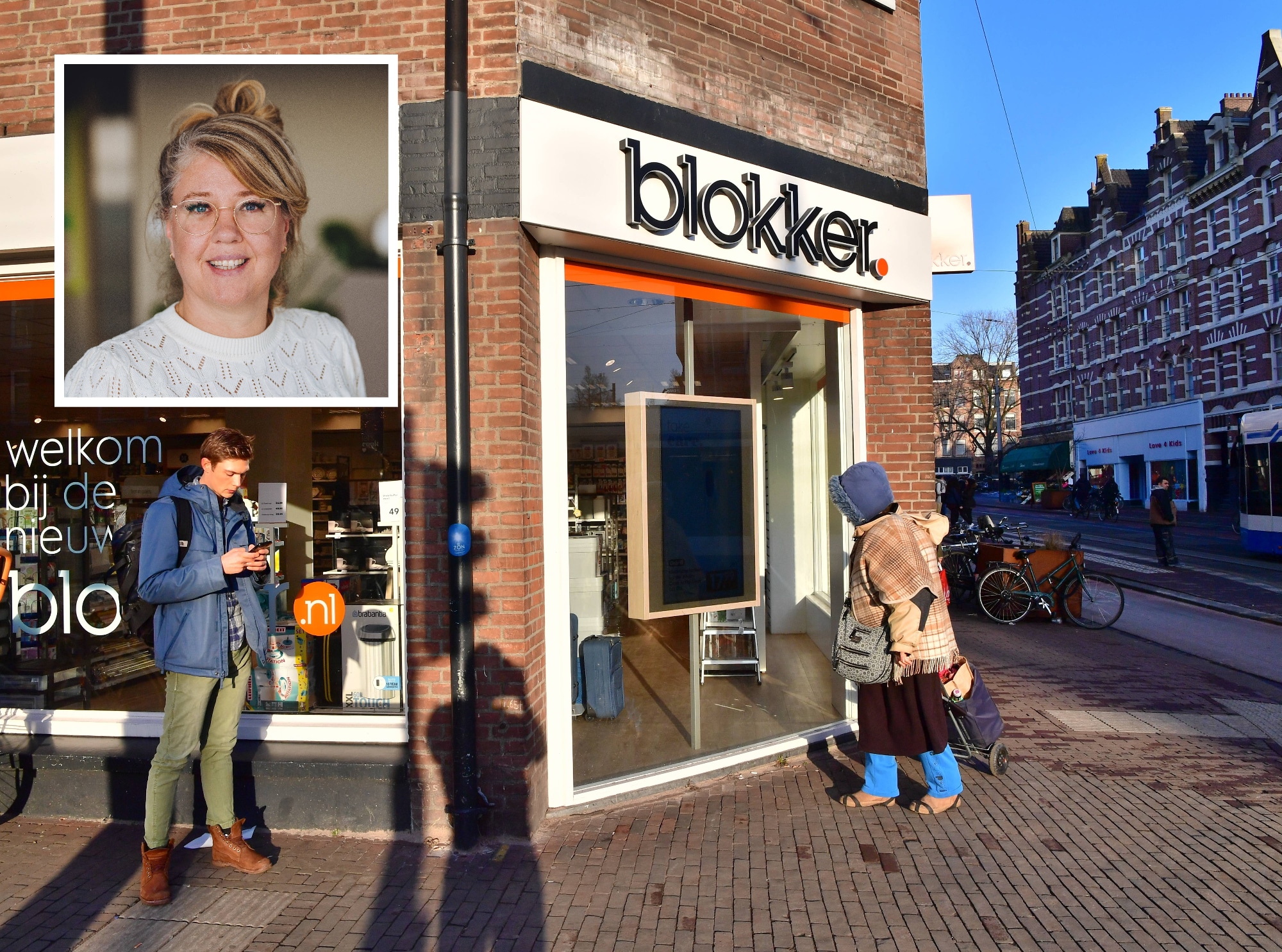 Een filiaal van Blokker aan de Bilderdijkstraat in Amsterdam. Inzet: topvrouw Pauline Boerman. ANP/Robin van Utrecht (inzet: Blokker)