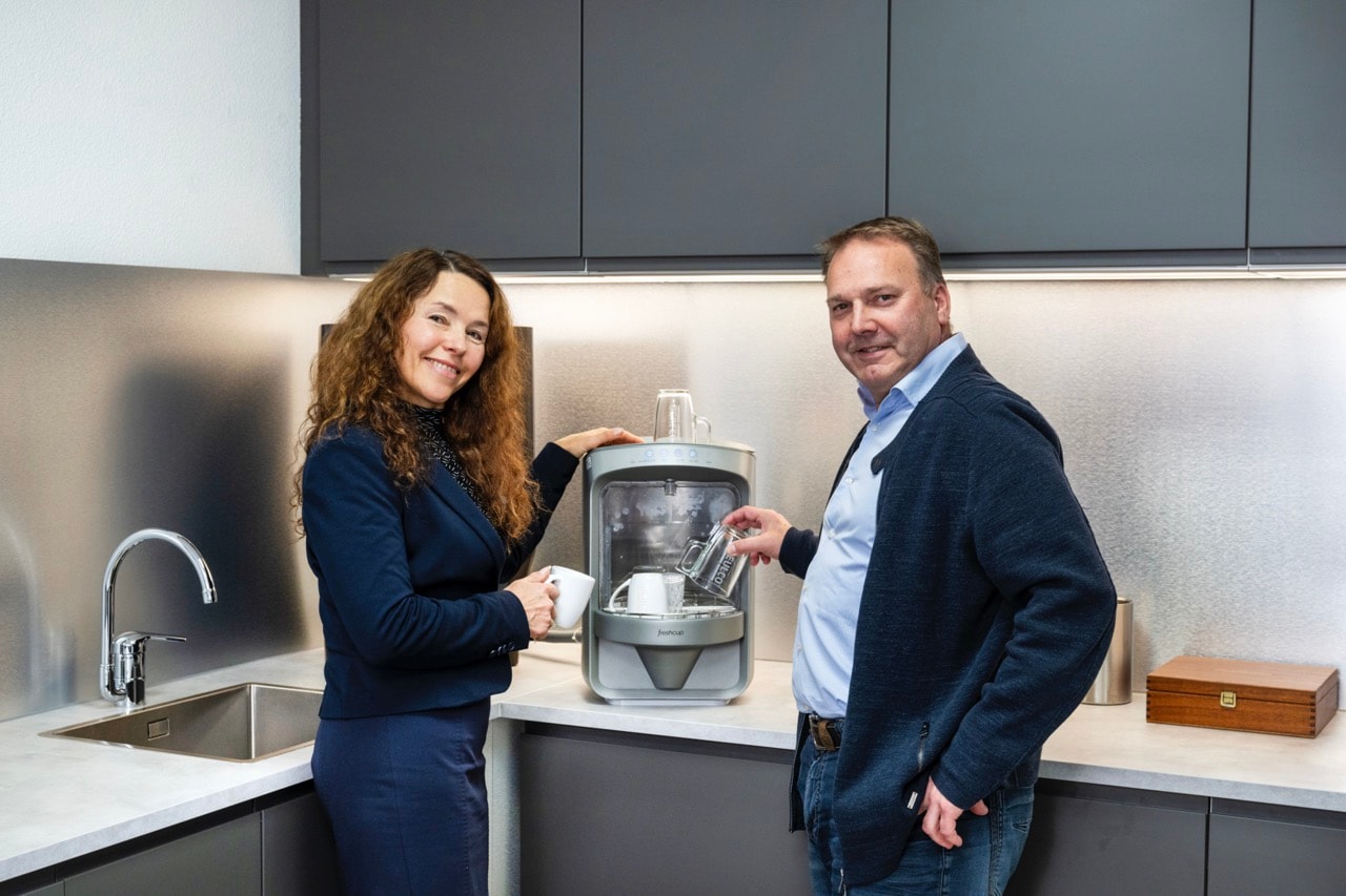 De Ondernemer. Justus Gerritsen en Marina van der Haak van FreshCUP, Duiven. Gerard Burgers