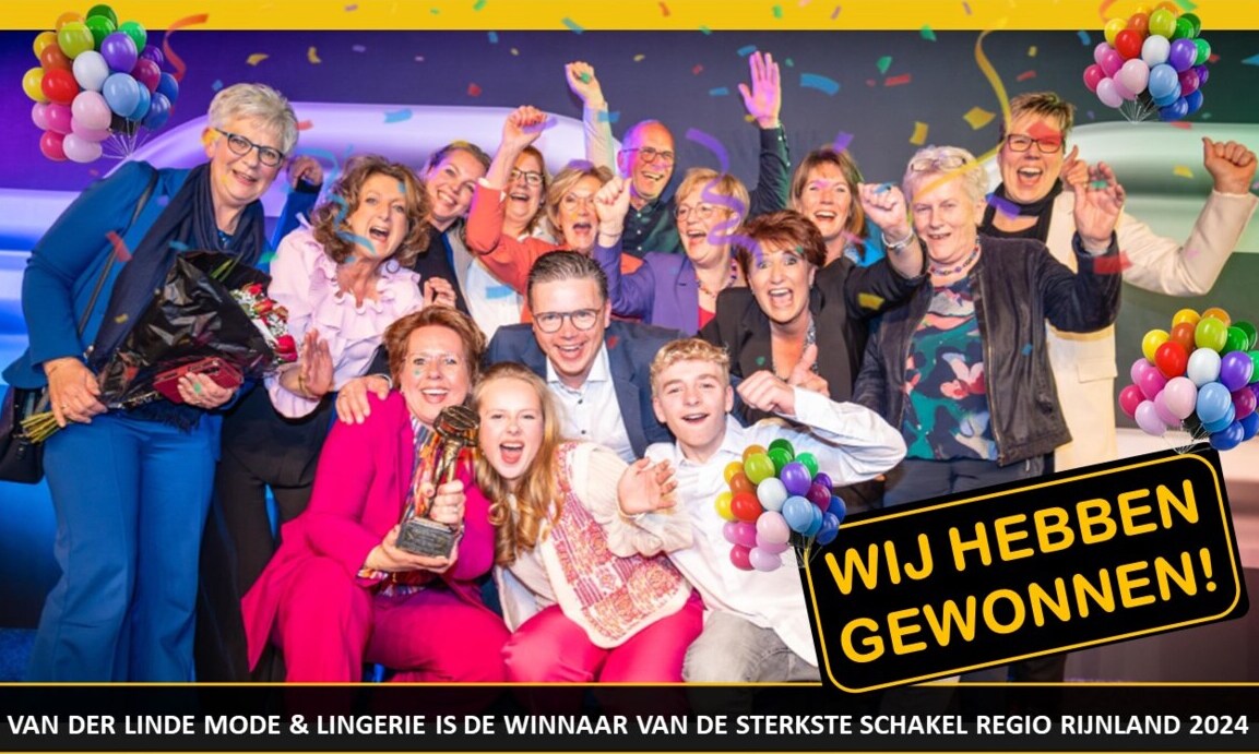 Feest na het winnen van de ondernemersprijs. Van der Linde Mode &amp; Lingerie