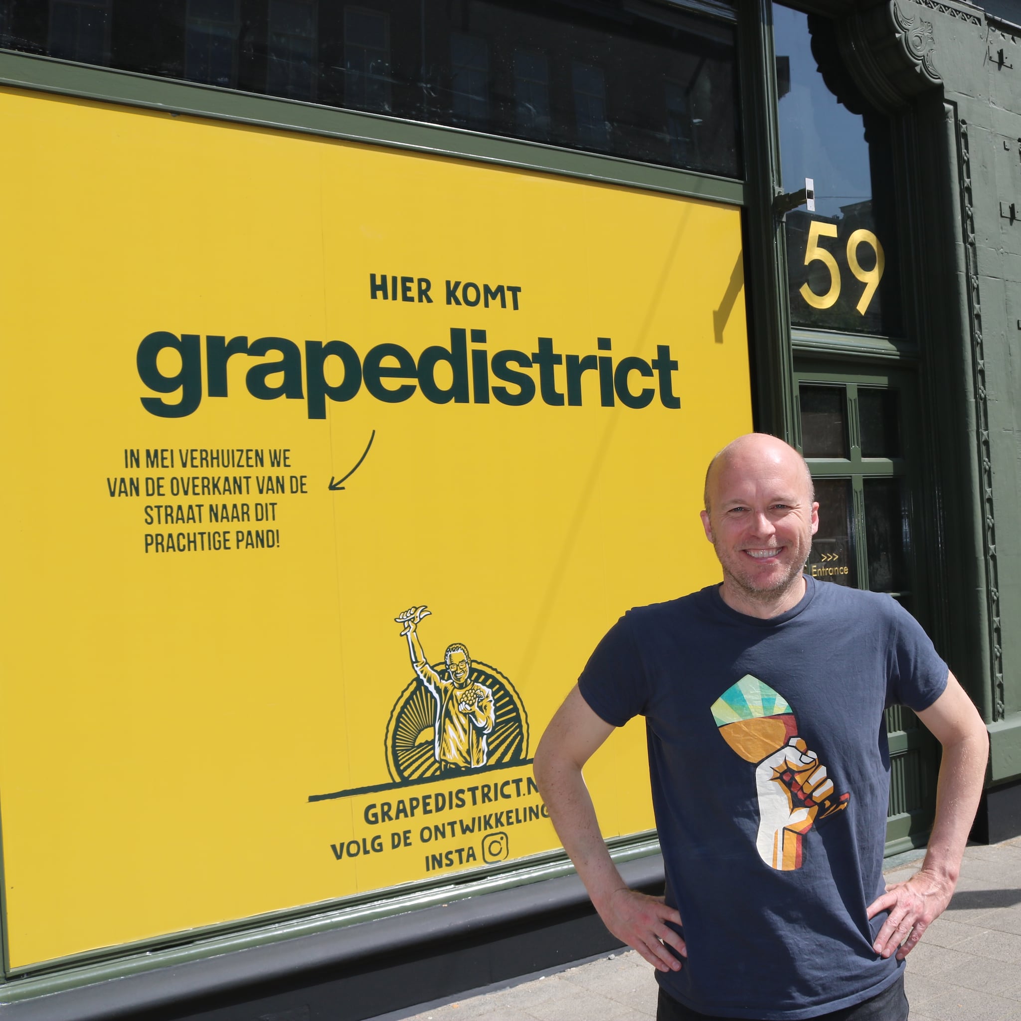 Gijs Groenevelt voor zijn nieuwe vestiging. Foto: Grapedistrict. Gijs Groenevelt voor zijn nieuwe vestiging. Foto: Grapedistrict.