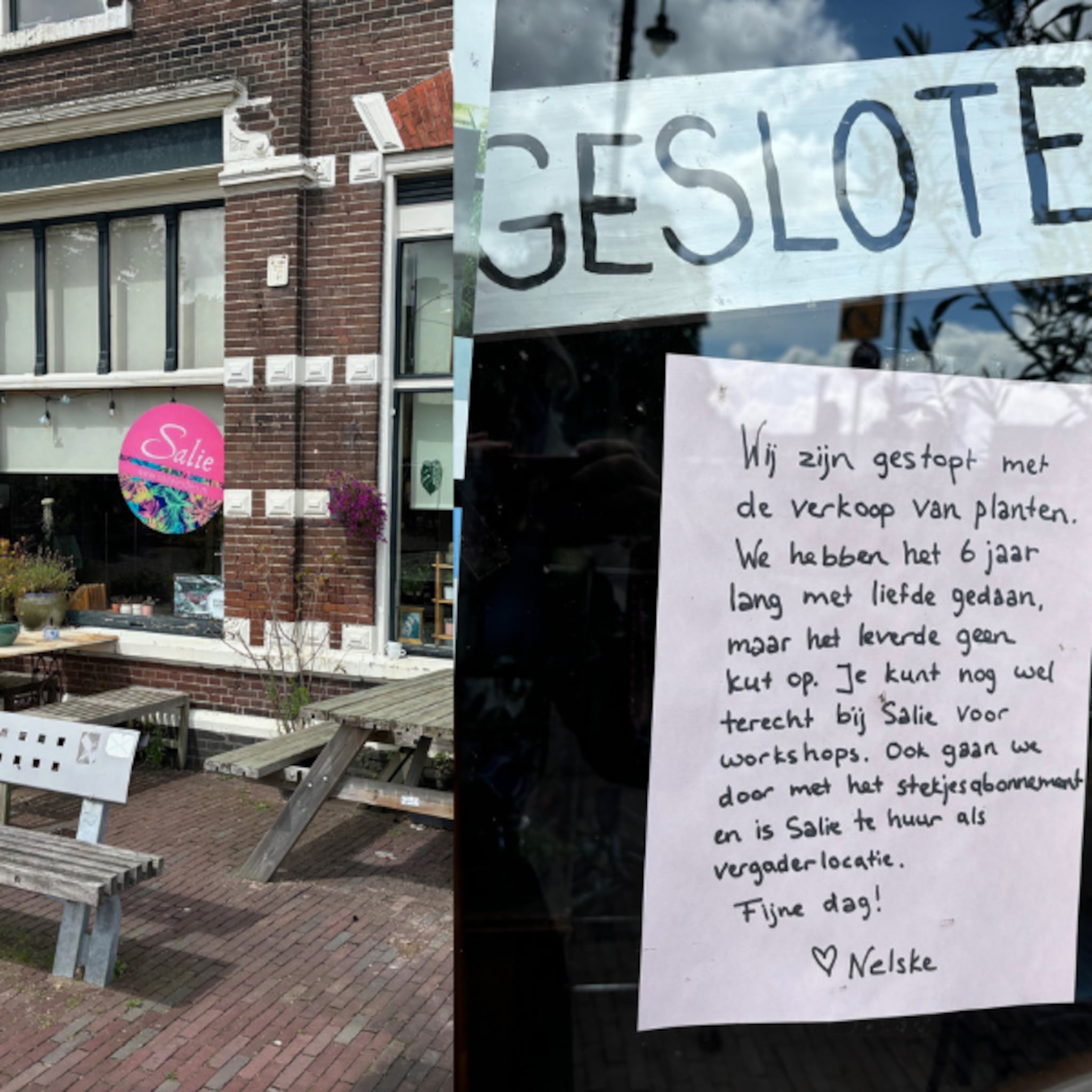 salie leiden planten nelske viral briefje openingstijden