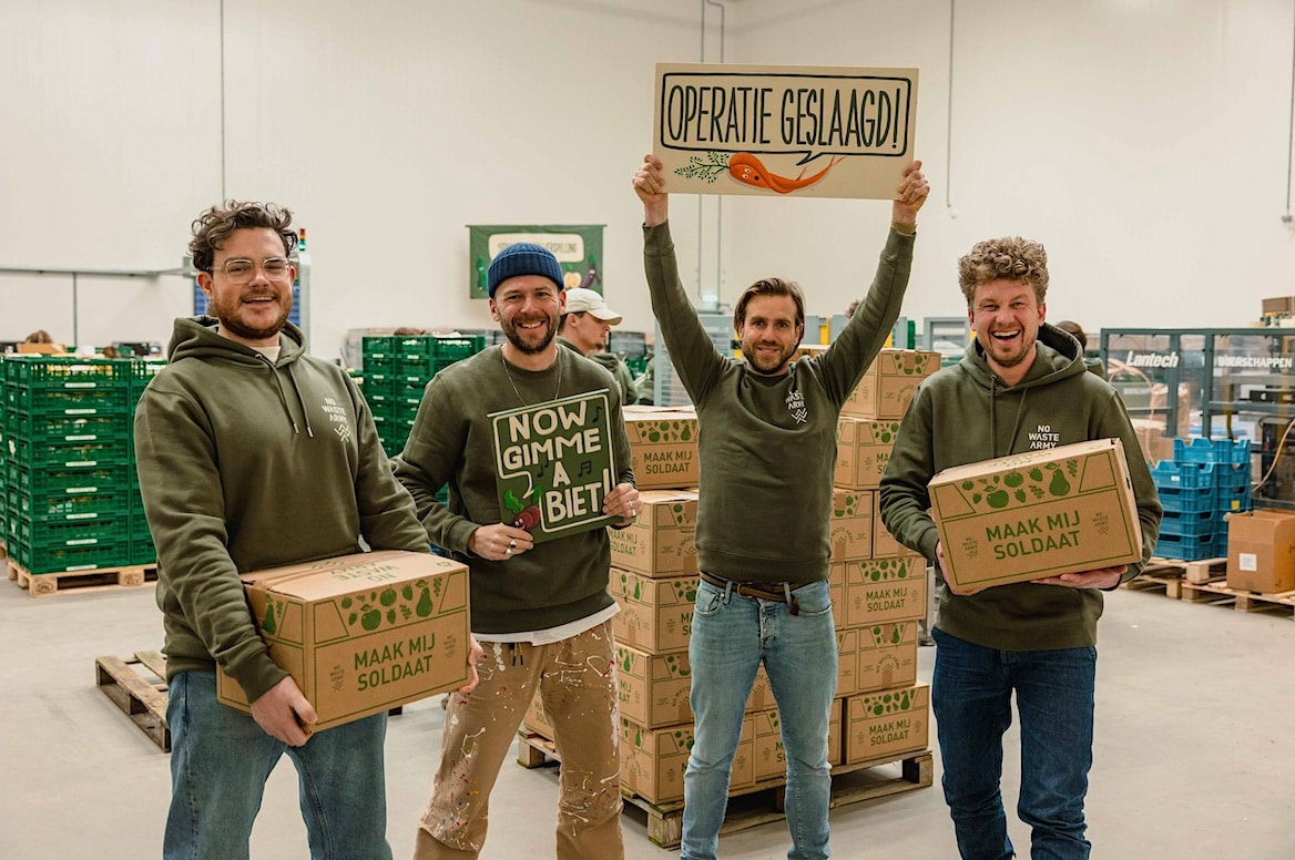 Links naar rechts: Frank, Jacco, Stijn en Thibaud van No Waste Army. Beeld: No Waste Army No Waste Army | Links naar rechts: Frank, Jacco, Stijn en Thibaud van No Waste Army
