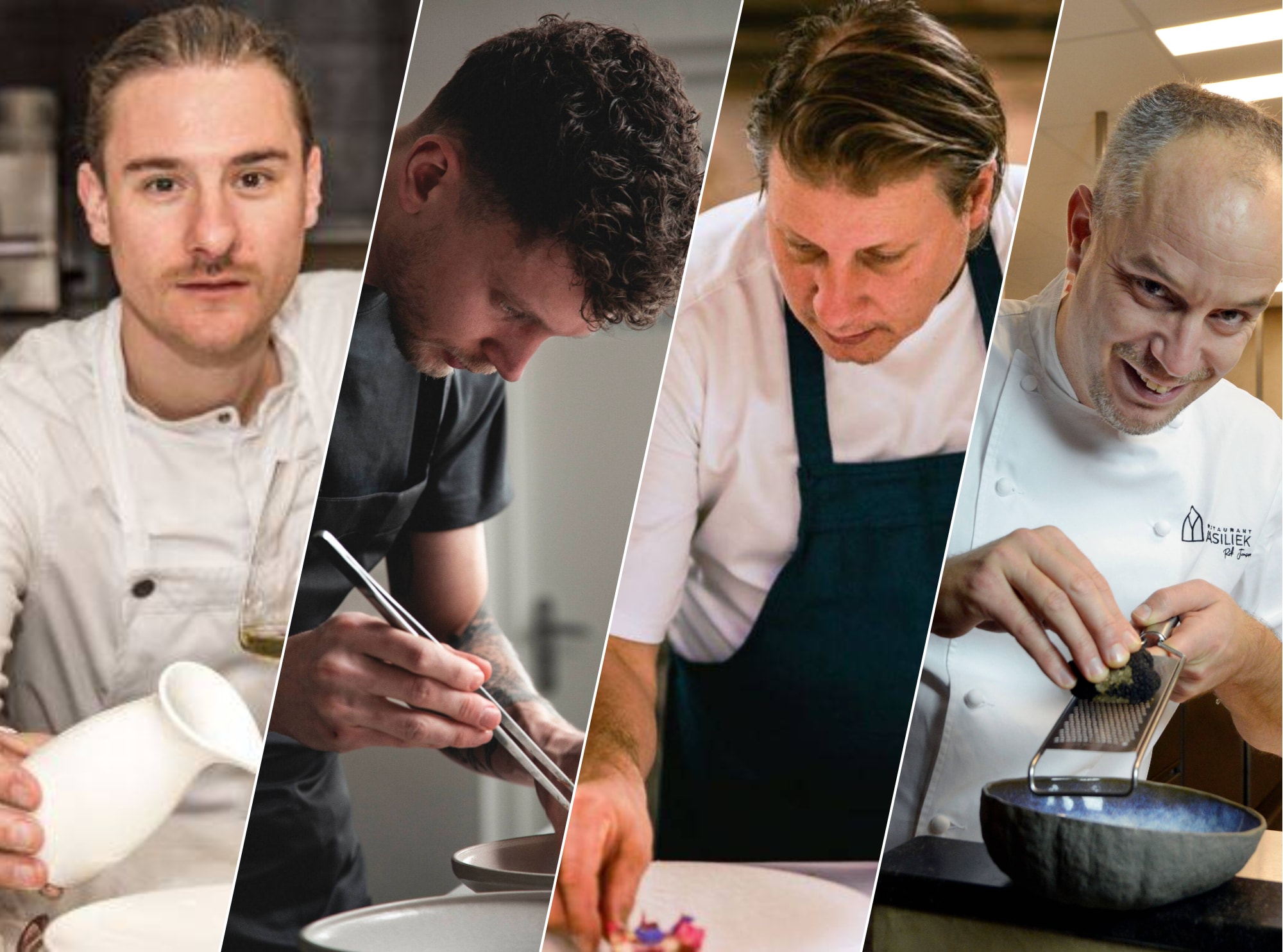 V.l.n.r: Tommy den Hartog van restaurant 273, Niels van Zijl van Heimat, Leon Mazairac van Karel V, Rik Jansma van de Salentein. Restaurant 273/Indebuurt Utrecht/privéfoto/Carlo ter Ellen DTCT