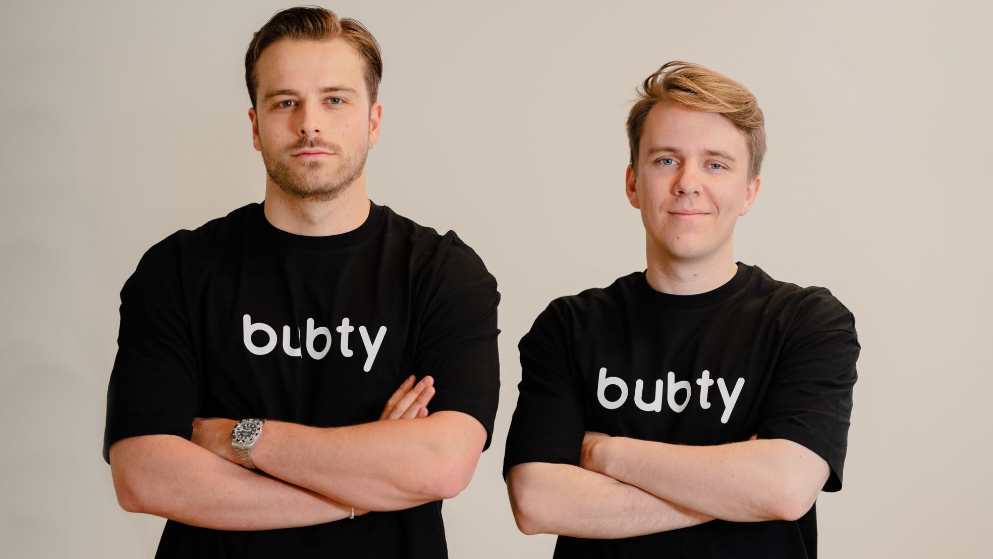 Bubty is in 2020 opgericht door de Nederlandse ondernemers Lee Willoughby (27) en Benjamin Schriel (27). Bubty is in 2020 opgericht door de Nederlandse ondernemers Lee Willoughby (27) en Benjamin Schriel (27). Foto: Bubty