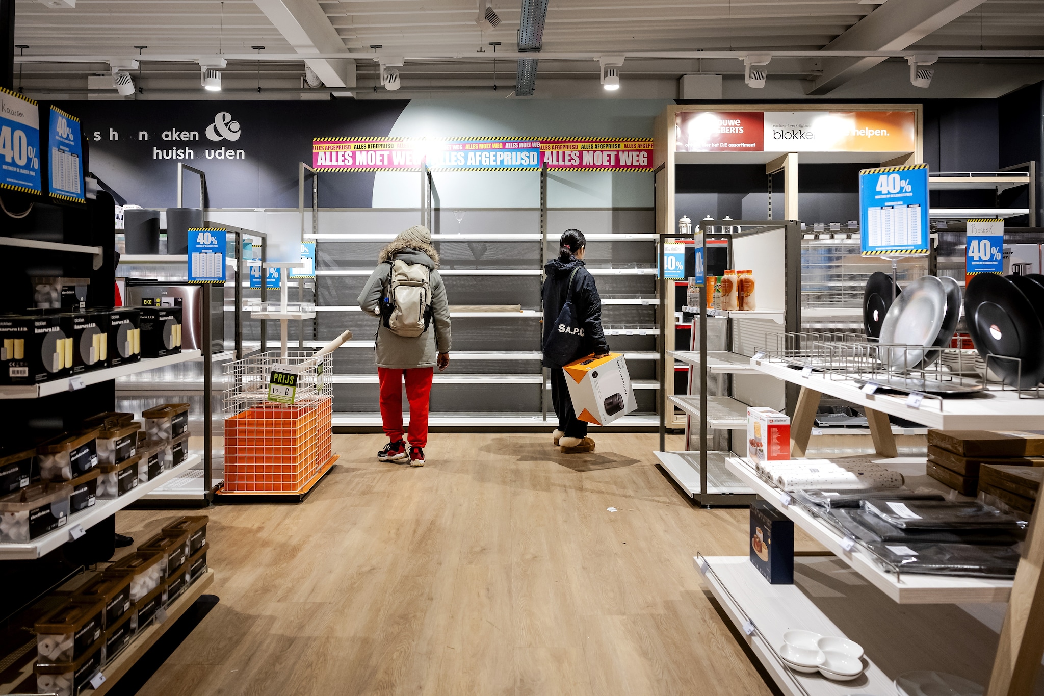 Interieur van een Blokker filiaal waar opheffingsuitverkoop is. Interieur van een Blokker filiaal waar opheffingsuitverkoop is. Foto: ANP