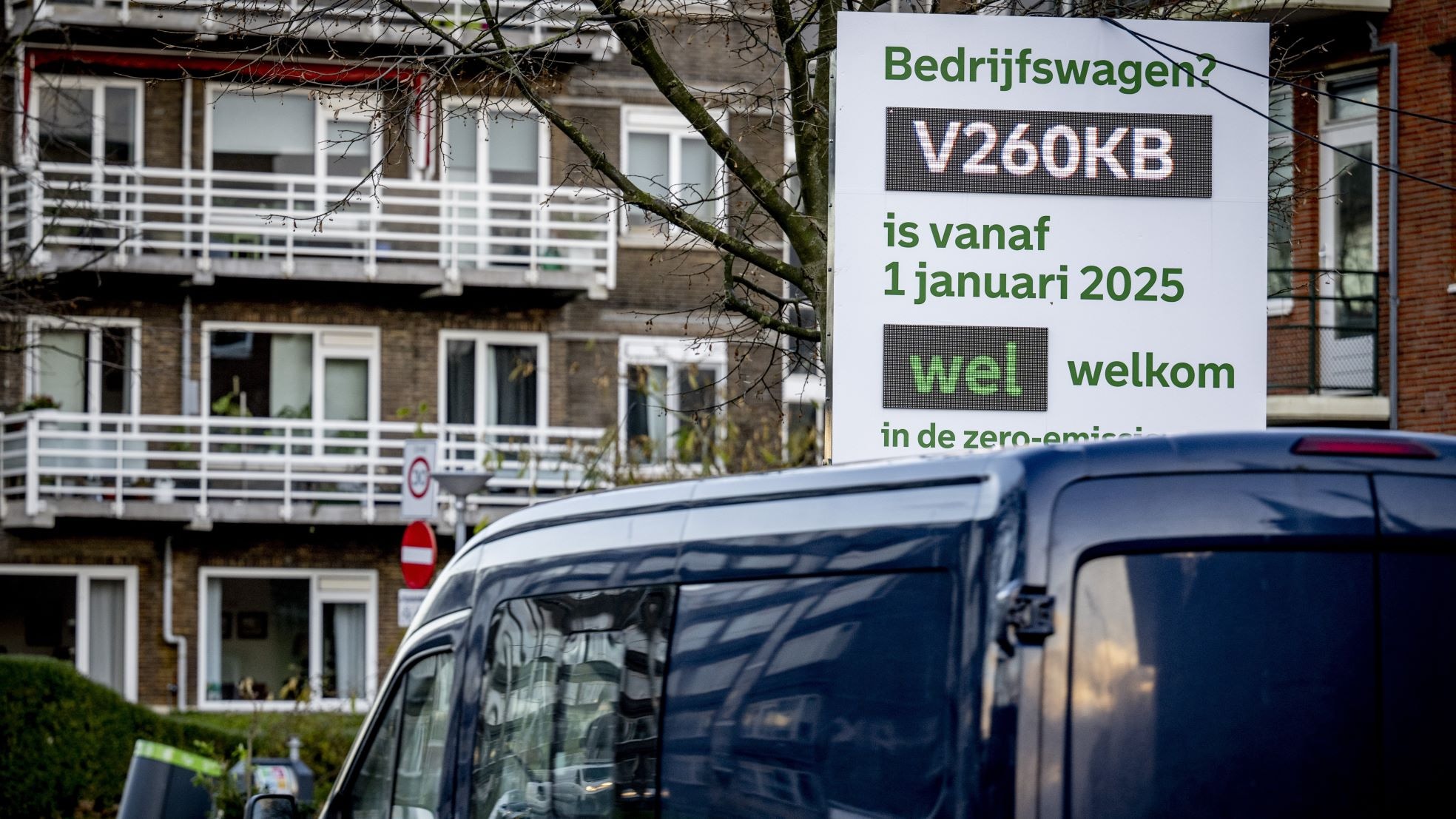 De zero-emissiezone voor bestel- en vrachtauto's in Rotterdam. De zero-emissiezone voor bestel- en vrachtauto’s in Rotterdam. Foto: ANP