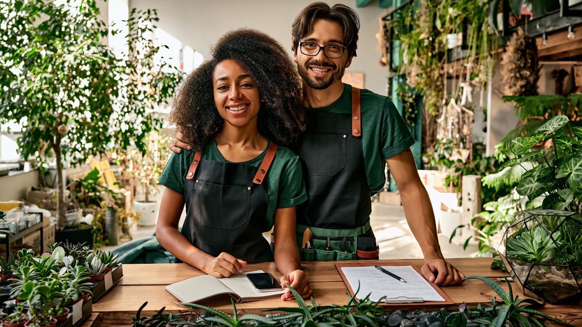 Man en vrouw binnen familiebedrijf. Shutterstock