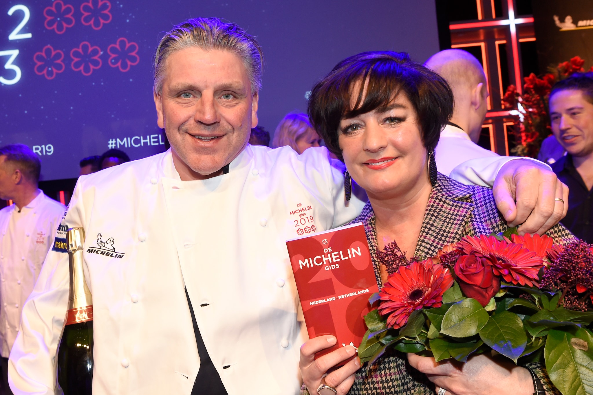 Jonnie en Thérèse Boer bij de presentatie van de Michelin Gids in 2019. Jonnie en Thérèse Boer bij de presentatie van de Michelin Gids in 2019.