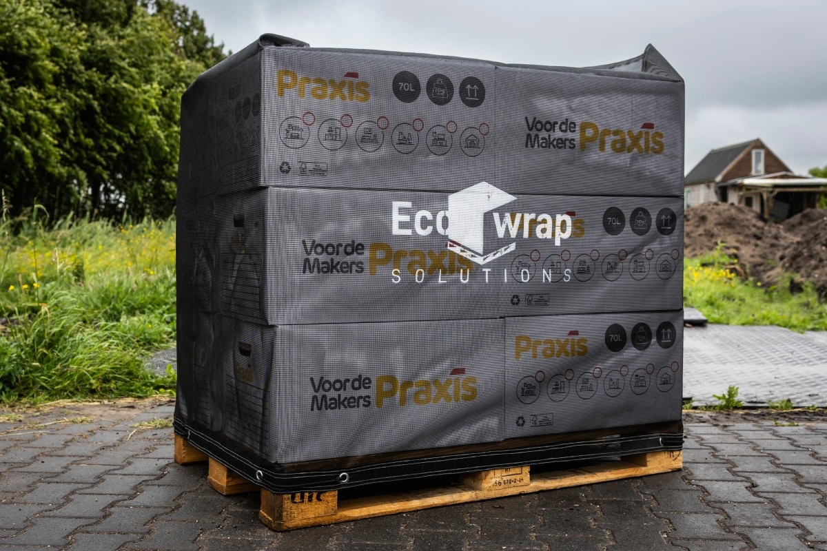 De hoes van EcoWrap Solutions voor pallets De hoes van EcoWrap Solutions voor pallets. Foto: Dingema Mol