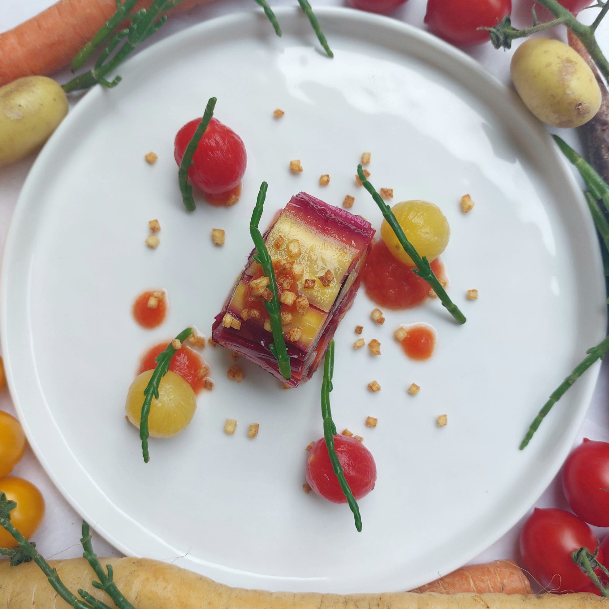 Een vegetarisch gerechtje uit de keuken van Valentijn van Urk. Een vegetarisch gerechtje uit de keuken van Valentijn van Urk. Eigen foto
