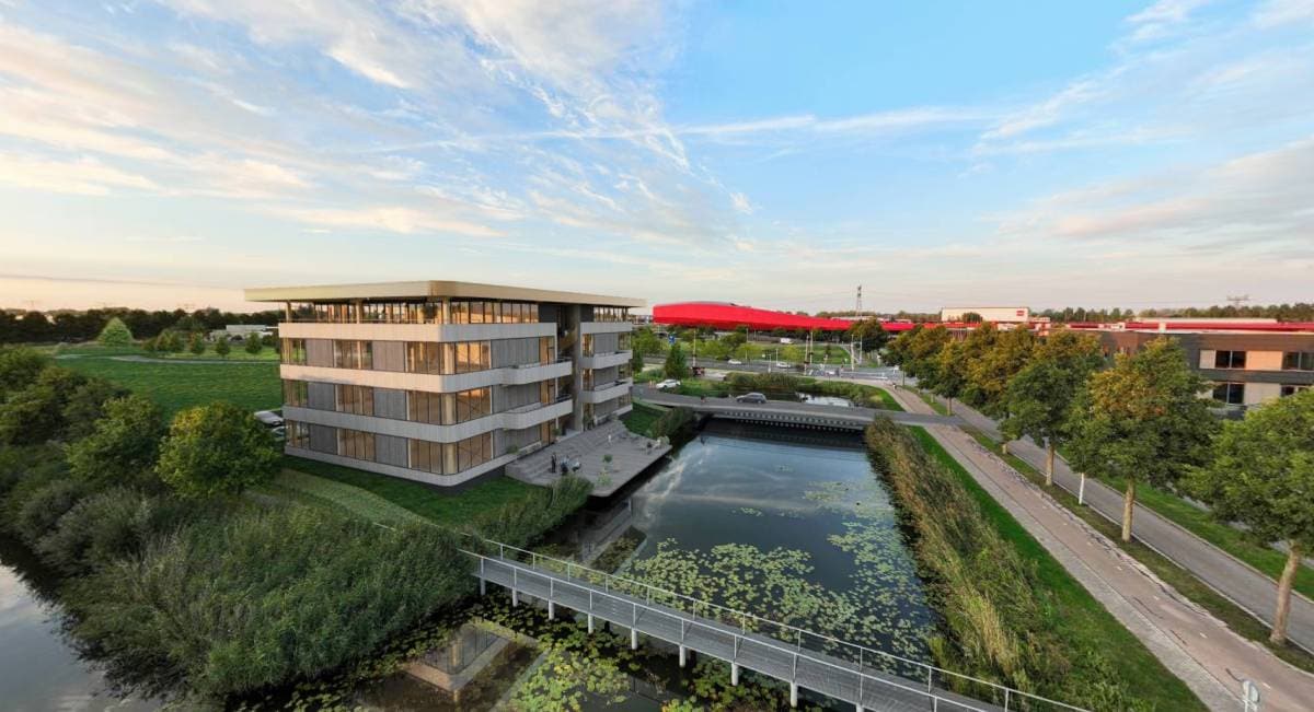 Een render van Wood Hub, een nieuw bedrijfsverzamelgebouw in Utrecht. Een render van Wood Hub, een nieuw bedrijfsverzamelgebouw in Utrecht.