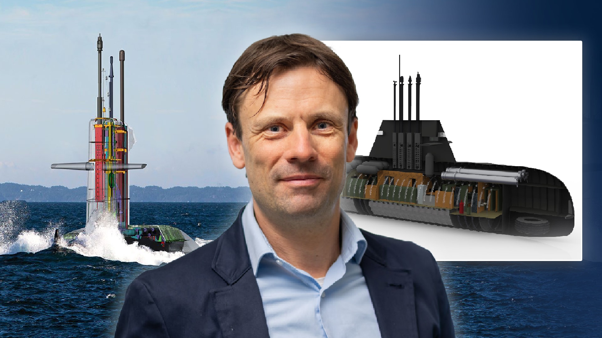Bart van Rijssen, directeur van Nevesbu en het conceptontwerp van de onbemande elektrische onderzeeboot die Nevesbu heeft bedacht. Bart van Rijssen, directeur van Nevesbu en het conceptontwerp van de onbemande elektrische onderzeeboot die Nevesbu heeft bedacht. Beeld: Nevesbu