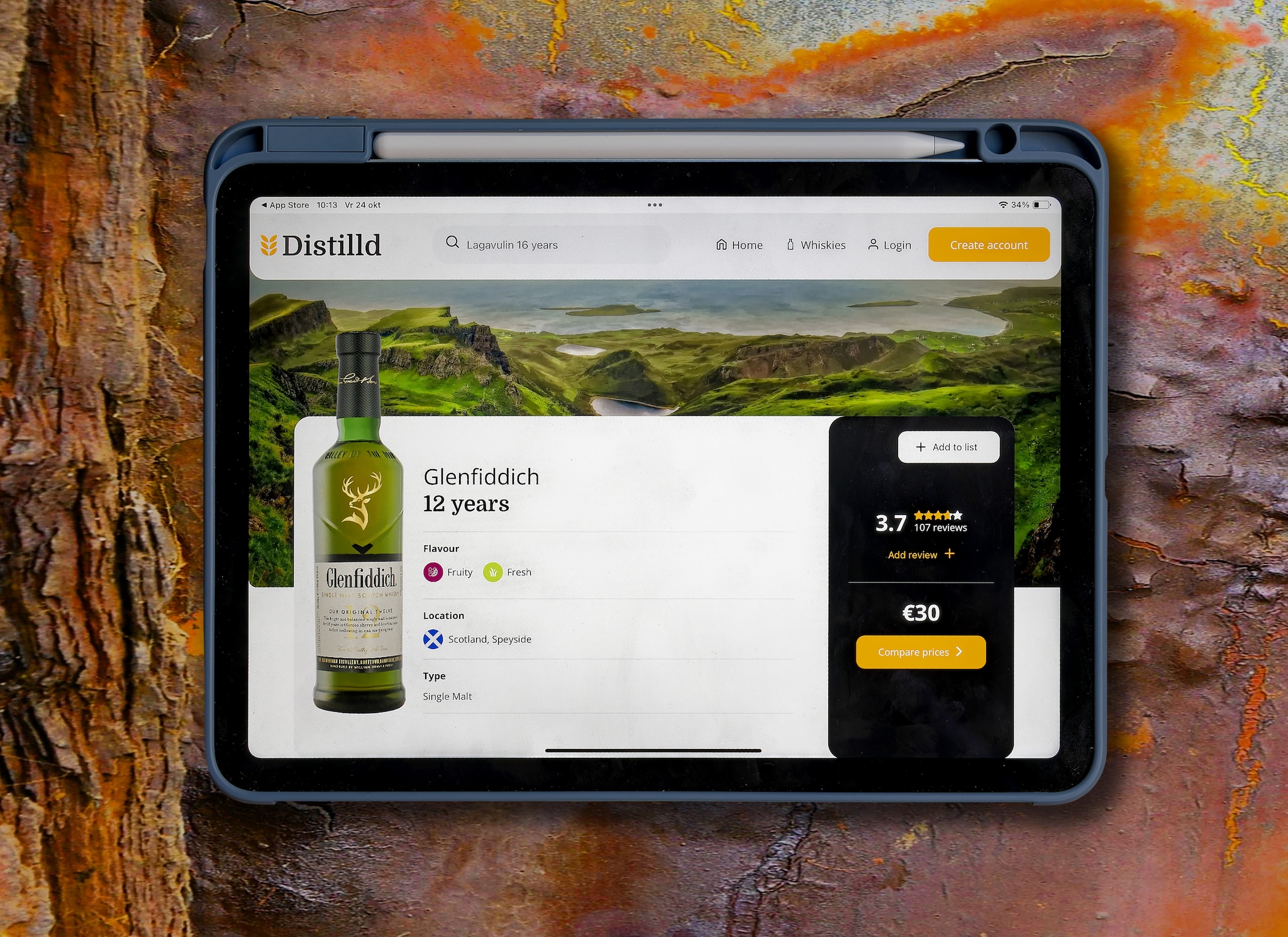 De whiskyapp van Martijn en Jente. De whiskyapp van Martijn en Jente. Foto: Jan Zandee