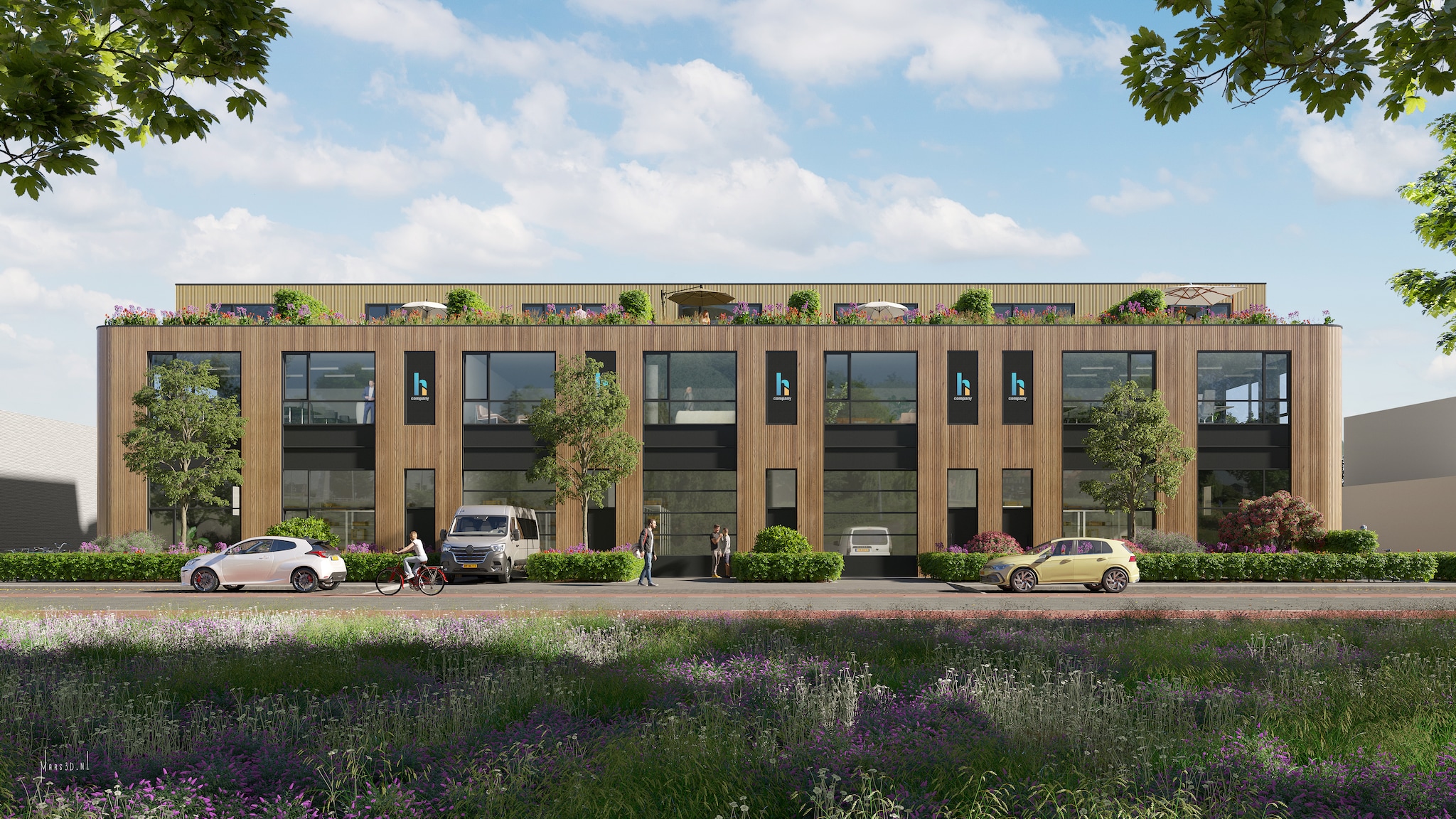 Aan de Savannahweg in Utrecht verrijst Lage Weide Businesspark, een modern bedrijvencomplex van 21 duurzame bedrijfsunits, in de verkoop bij Waltmann Bedrijfshuisvesting en CMC Bedrijfsmakelaars.  Lage Weide Businesspark. Beeld: Waltmann Bedrijfshuisvesting