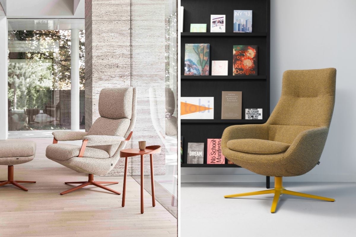 Twee fauteuils die Timon en Tom hebben ontworpen. Foto Anthony Trabano en Peggy Janssen / Styling Kamer 465 Twee fauteuils die Timon en Tom hebben ontworpen. Foto: Anthony Trabano en Peggy Janssen/Styling Kamer 465