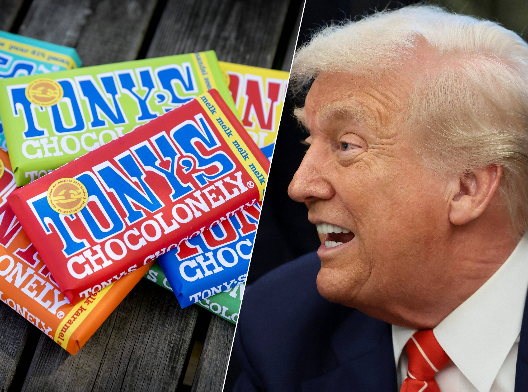 De importheffingen van president Trump kostten Tony Chocolonely wel 1 miljoen dollar. Foto: ANP / REUTERS De importheffingen van president Trump kostten Tony Chocolonely wel 1 miljoen dollar. Foto: ANP / REUTERS