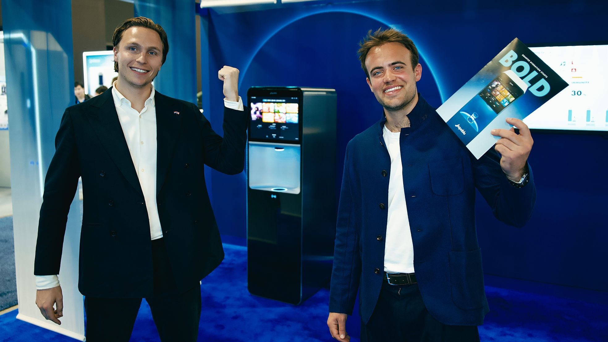 Aquablu-oprichters en eigenaren Marc van Zuylen (links) en Marnix Stokvis. Aquablu-oprichters en eigenaren Marc van Zuylen (links) en Marnix Stokvis. Foto: Eigen beeld