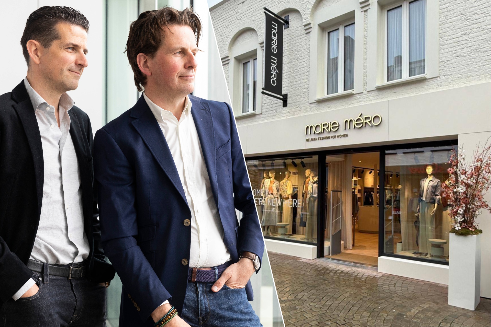 Foto links: CEO’s Ruben en Steven Van der Elst. Foto rechts: de nieuwe conceptstore van Marie Méro in Sluis. Foto links: Ceo’s Ruben en Steven Van der Elst. Foto rechts: de nieuwe conceptstore van Marie Méro in het Zeeuwse Sluis. Foto: Marie Méro