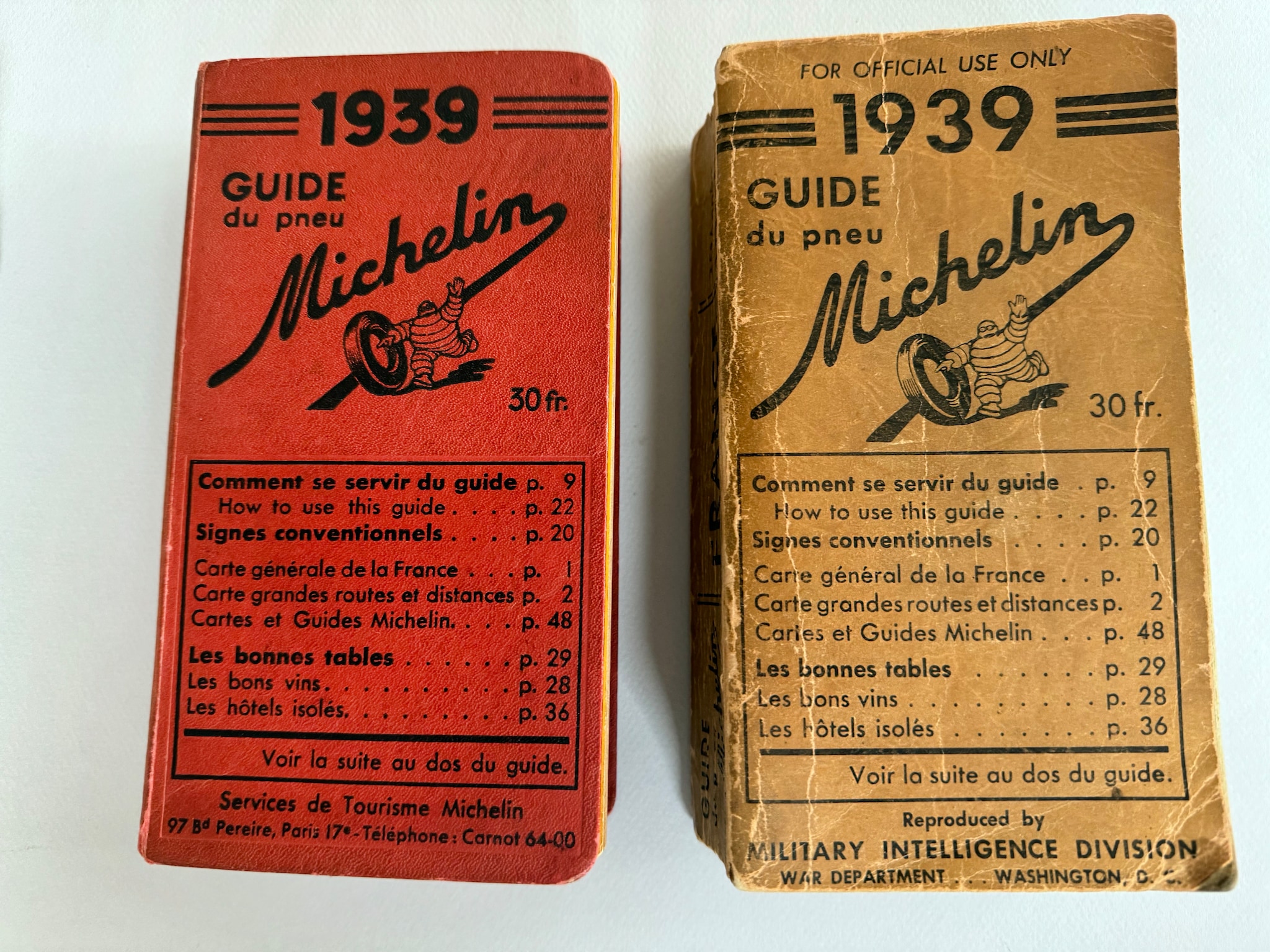 Michelingidsen uit 1939 met rechts de militaire versie.
 Hotel des ventes de Clermont-Ferrand