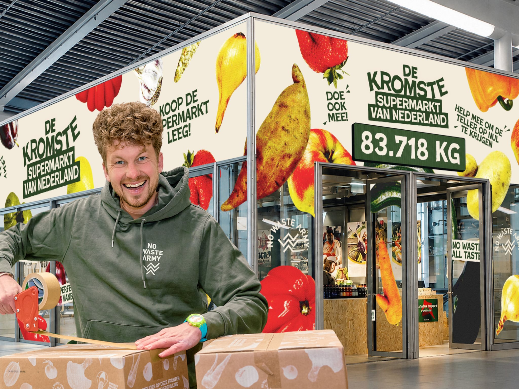 no waste army kromste supermarkt pop up utrecht centraal thibaud van der steen