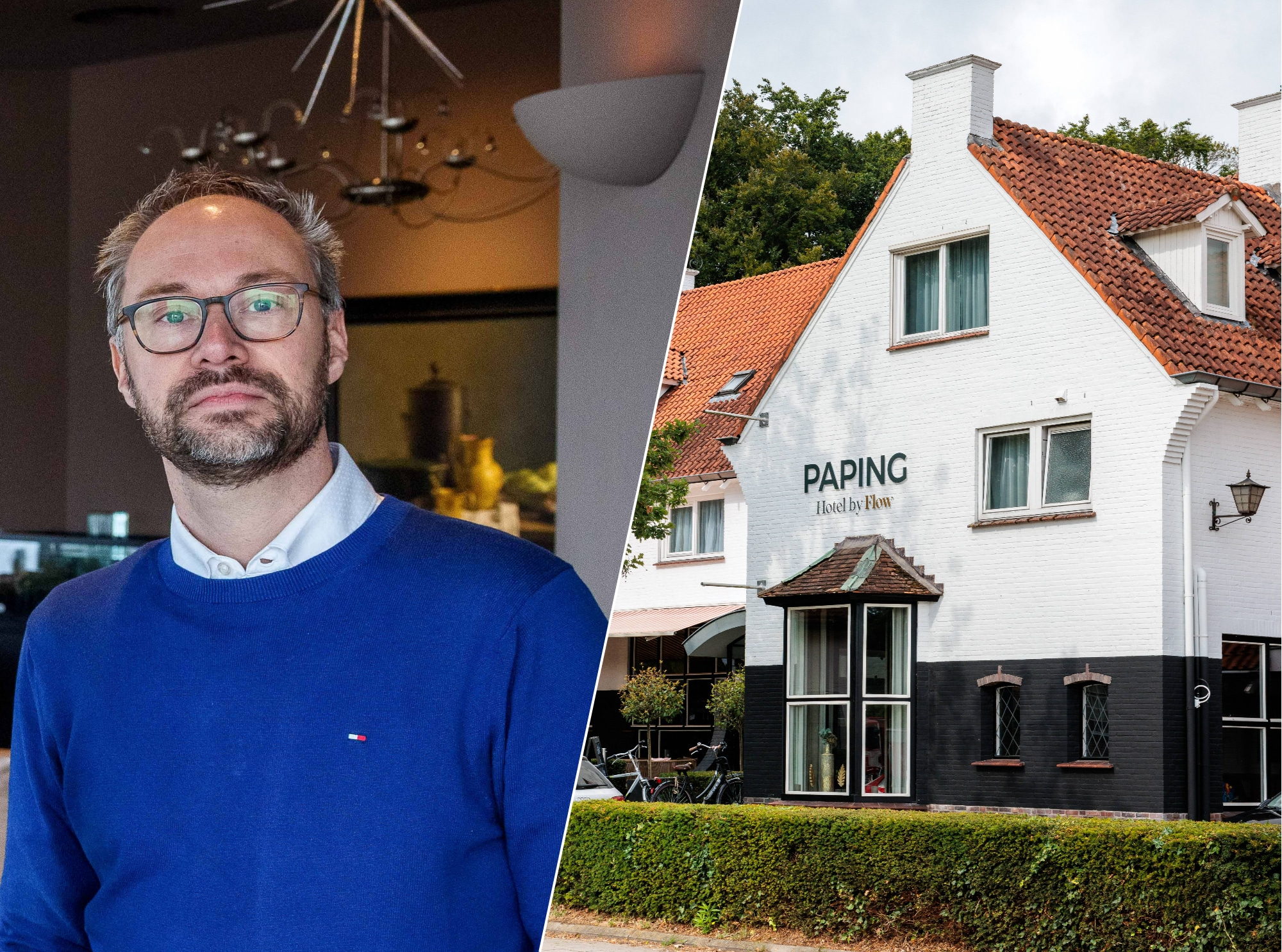 Links: Patrick Wolffenbuttel, rechts: hotel Paping in Ommen.